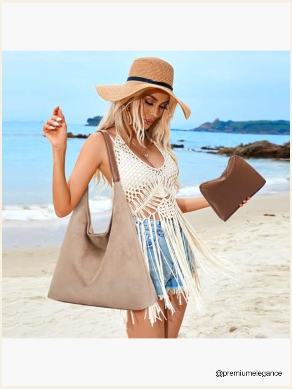 2-Piece Vegan Leather Purse Set: Slouchy Hobo & Tote Bags - Picture 6 of 7